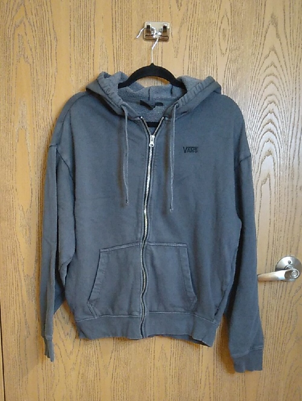 Vans Oversized Distressed Gray Zip-Up Hoodie Sweatshirt